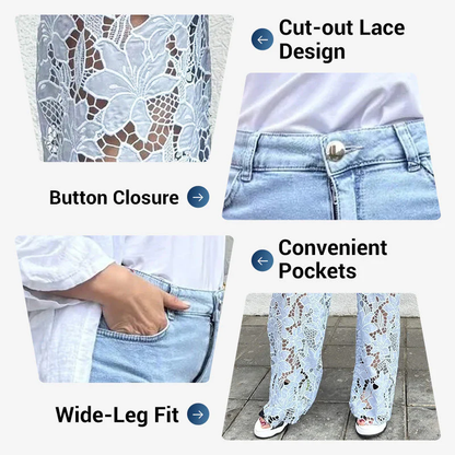🌸🔥 Lace Spliced Jeans