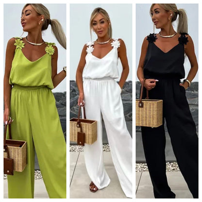 🔥Women's Sleeveless Wide Leg Jumpsuit