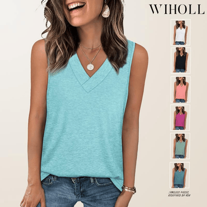 🎁Summer Promotion 50% OFF✨Women's Sleeveless V-Neck Slimming Loose Fit Casual Tank Top