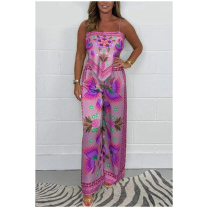 🔥New Arrival 60% OFF⚡50K+ SOLD!💝Spaghetti Strap Printed Top & Loose Women's Pants 2-Piece Set