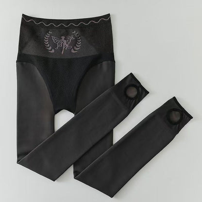 Women's Plush Lined High Waist Sheer Tights Tummy Control Tights