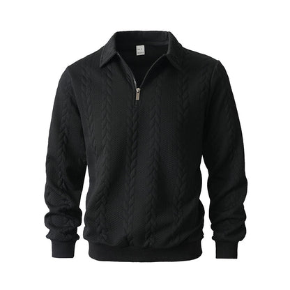 Men's Casual Half-Zip Cable-Knit Sweater